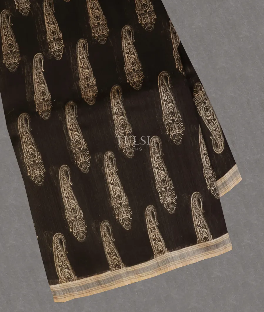 Black Tussar Printed Saree T571890-image