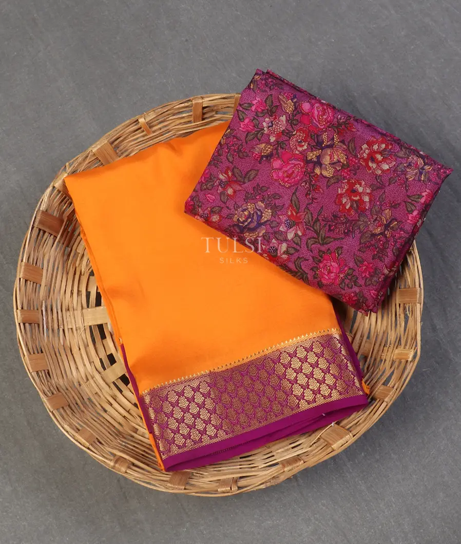 Yellow Mysore Silk Saree T590309-image