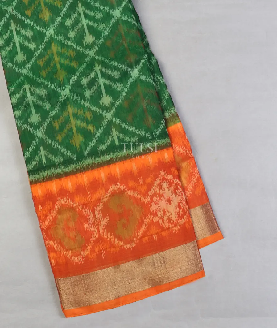 Green Pochampalli Silk Cotton Saree T595384-image