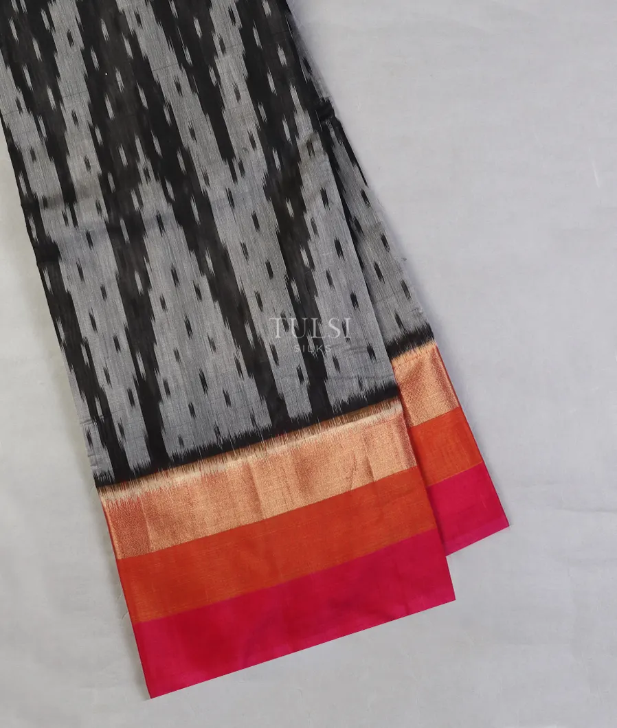 Black Pochampalli Silk Cotton Saree T595274-image