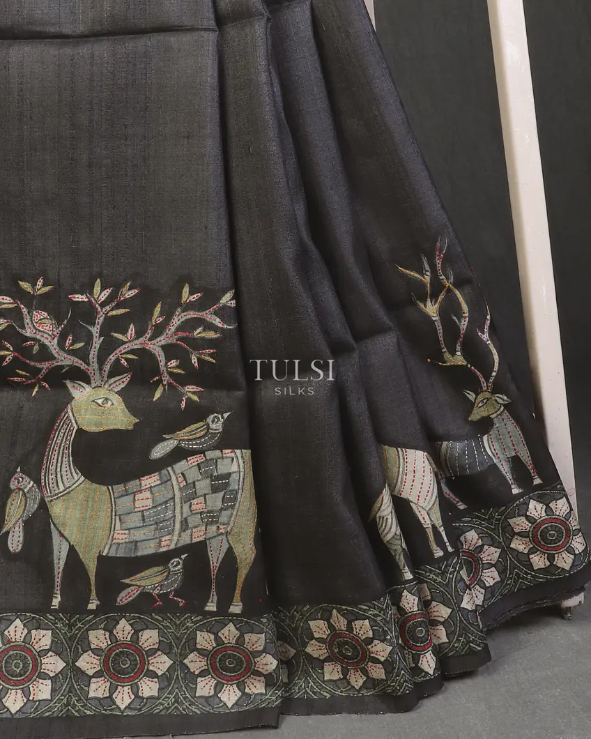 dark-grey-tussar-kantha-work-saree-t591746-t591746-d