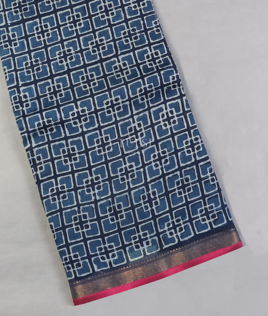 Blue Soft Printed Cotton Saree T588623-image