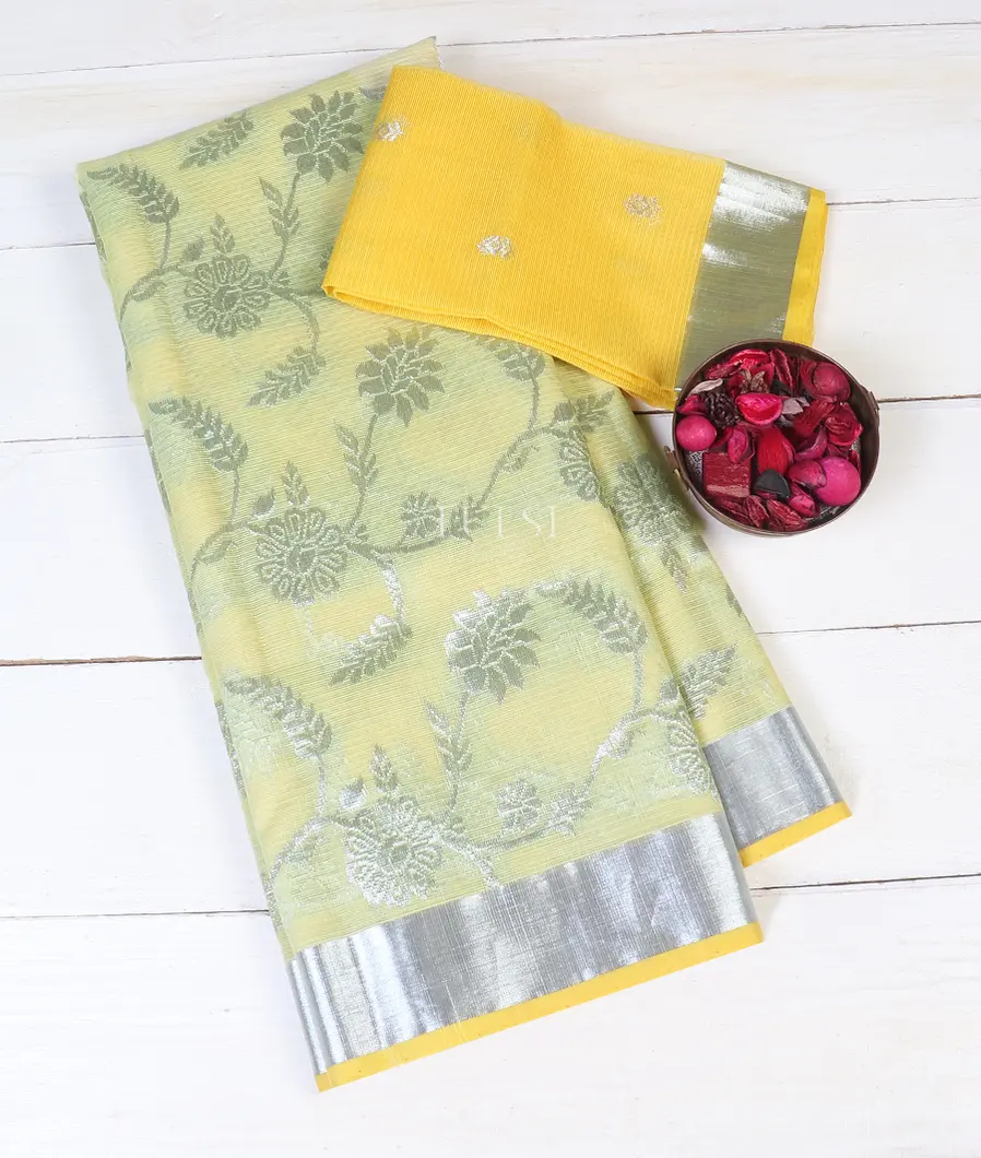 Light Yellow Zari Kota Saree T595591-image
