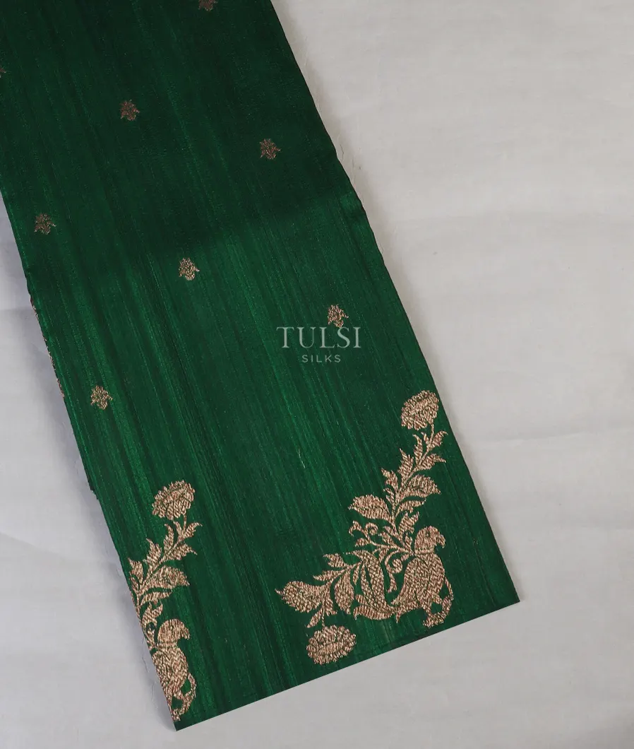 Bottle Green Banaras Tussar Saree T595596-image