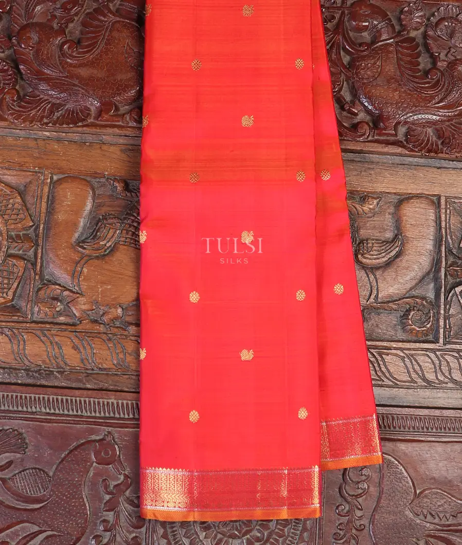 Orangish Pink Kanjivaram Silk Saree T590066-image
