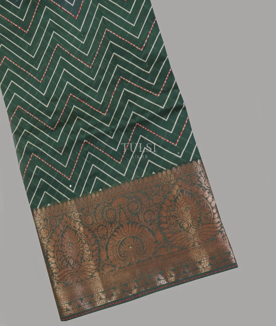 Green Soft Printed Cotton Saree T593006-image