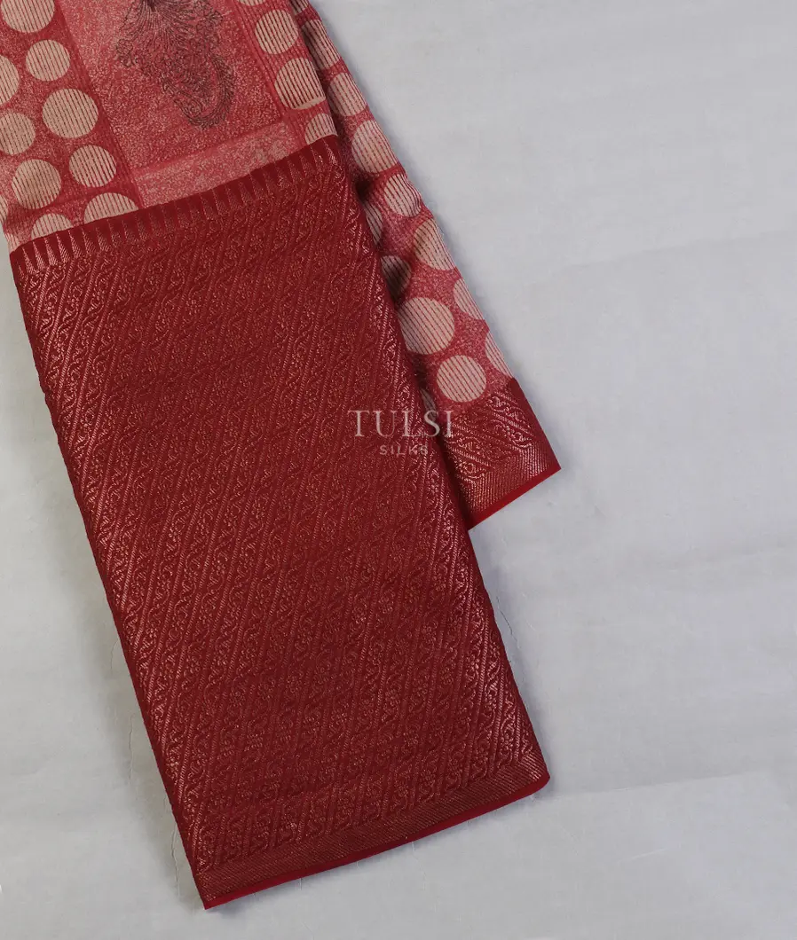 Maroon Soft Printed Cotton Saree T591787-image