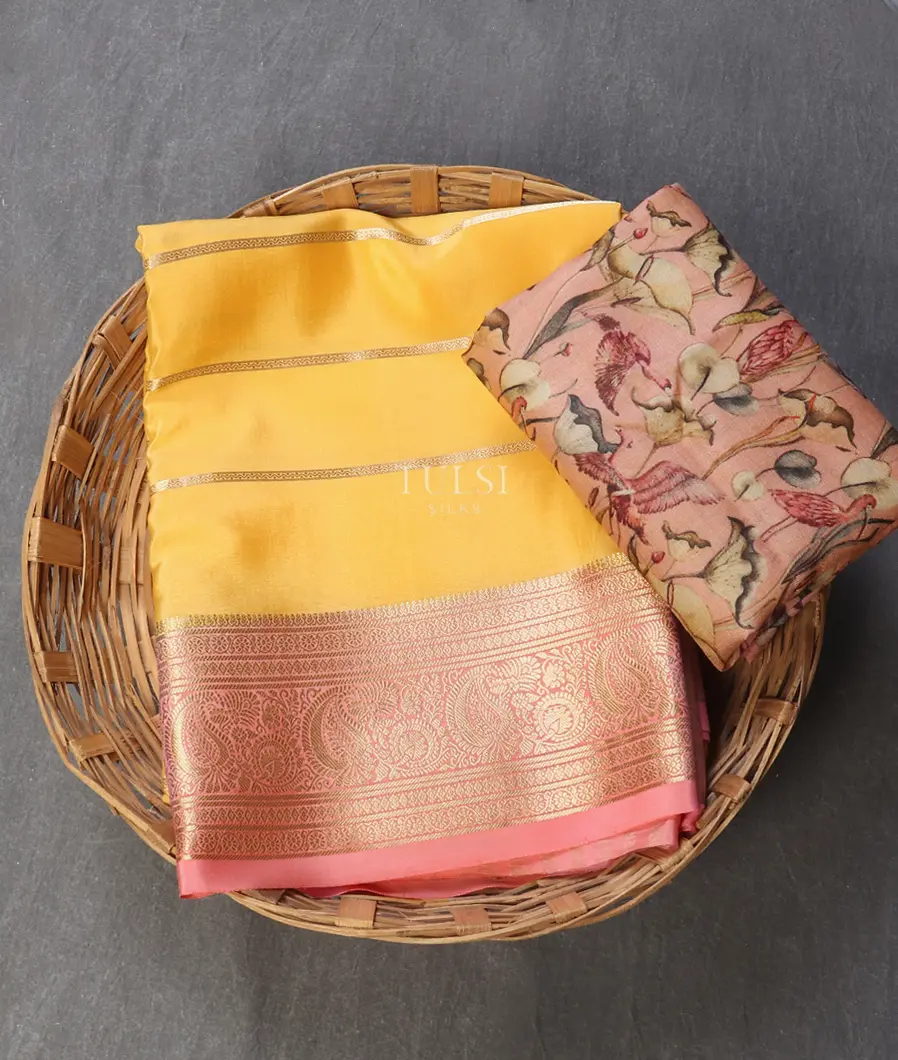 Yellow Mysore Crepe Silk Saree T595760-image