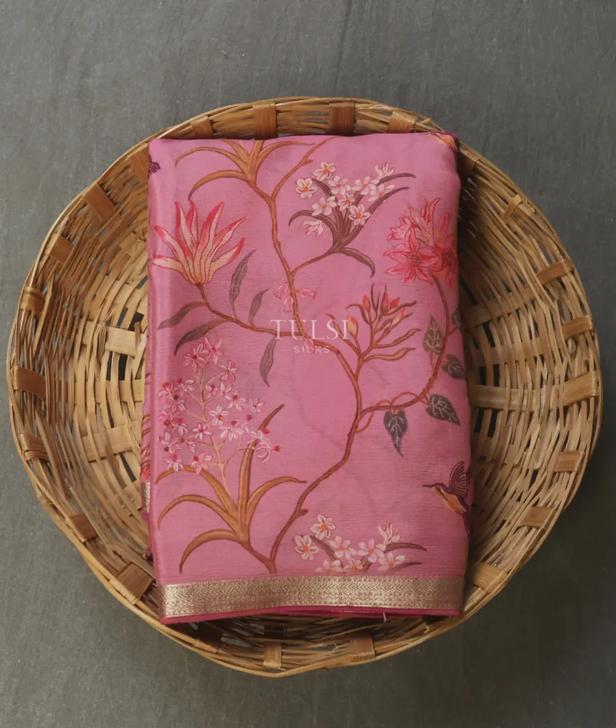 Pink Mysore Crepe Silk Saree T589820-image