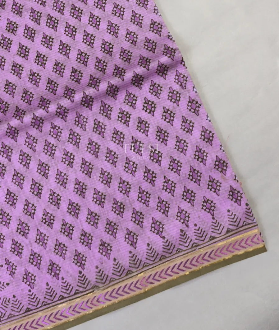 Lavender Maheshwari Printed Cotton Saree T585825-image