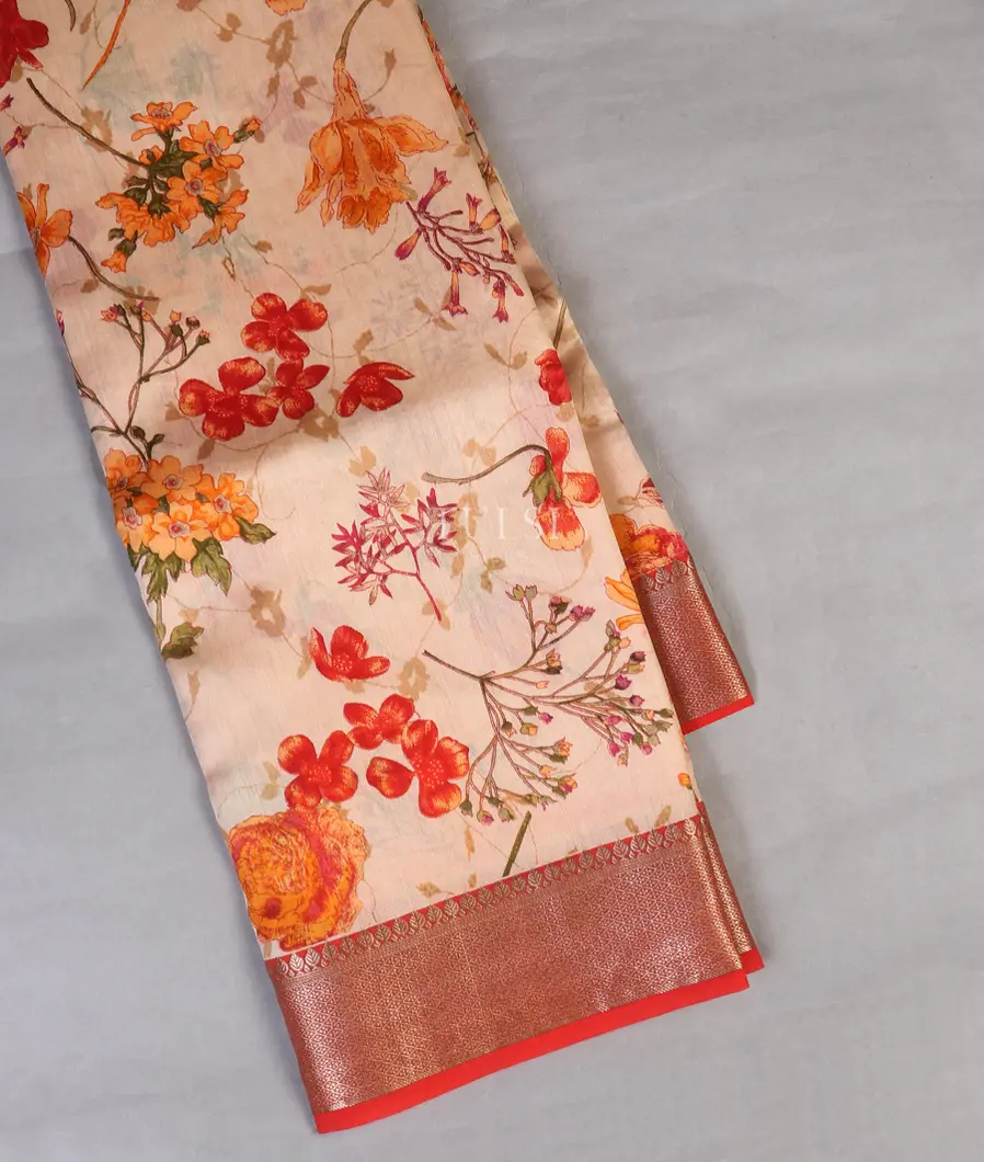 Cream Chaniya Silk Saree T591231-image