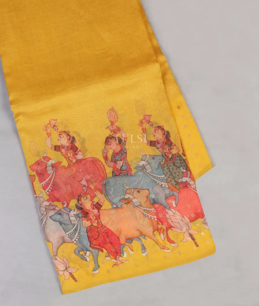 Yellow Tissue Organza Printed Saree T595948-image