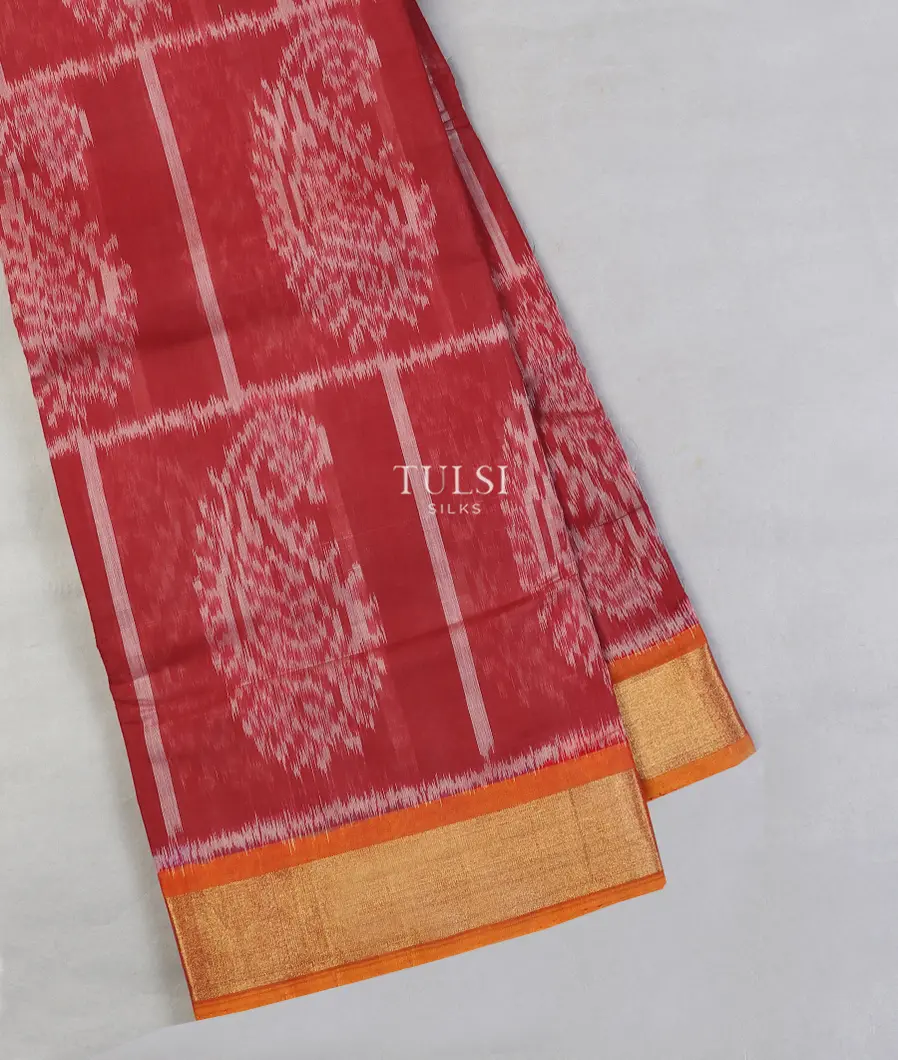 Red Pochampalli Silk Cotton Saree T595331-image