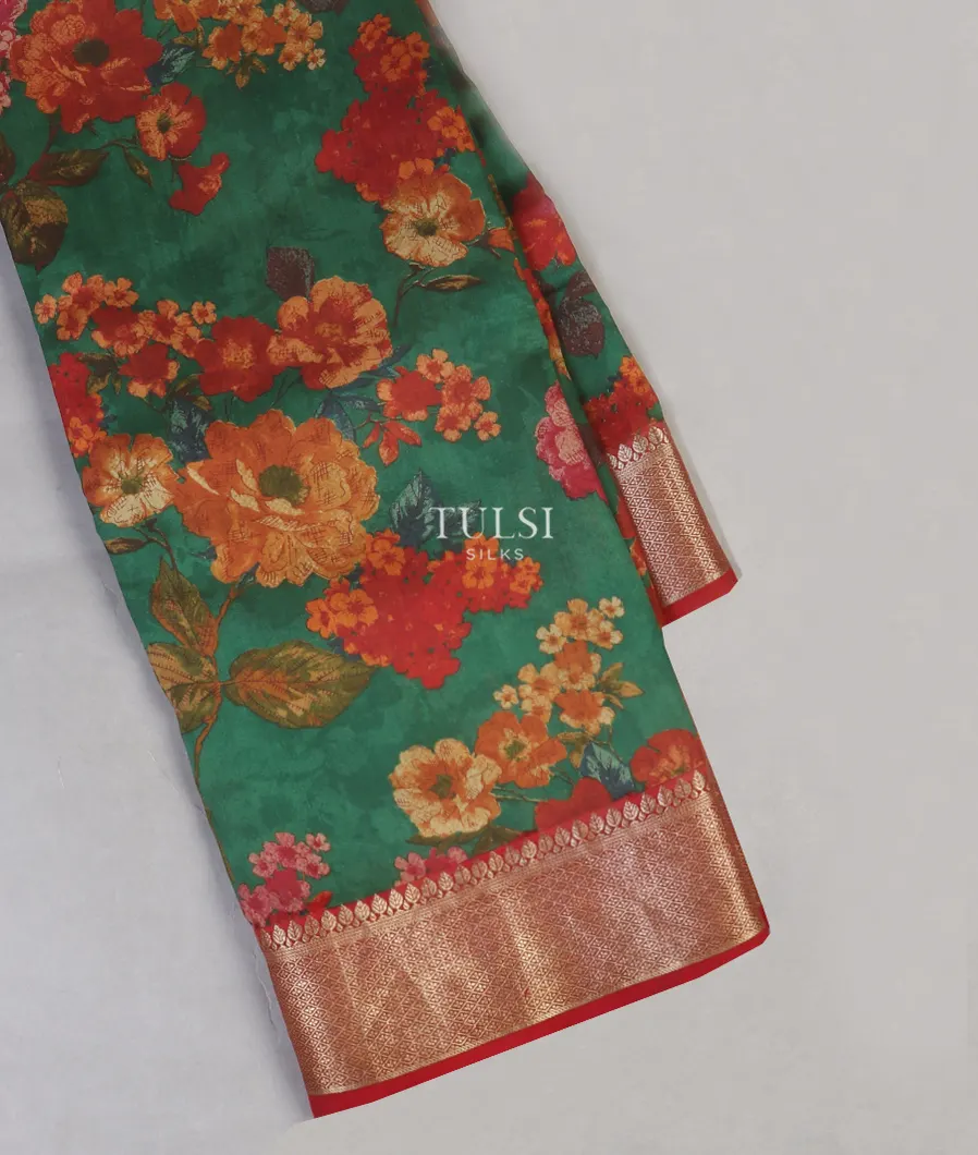 Green Chaniya Silk Saree T591225-image