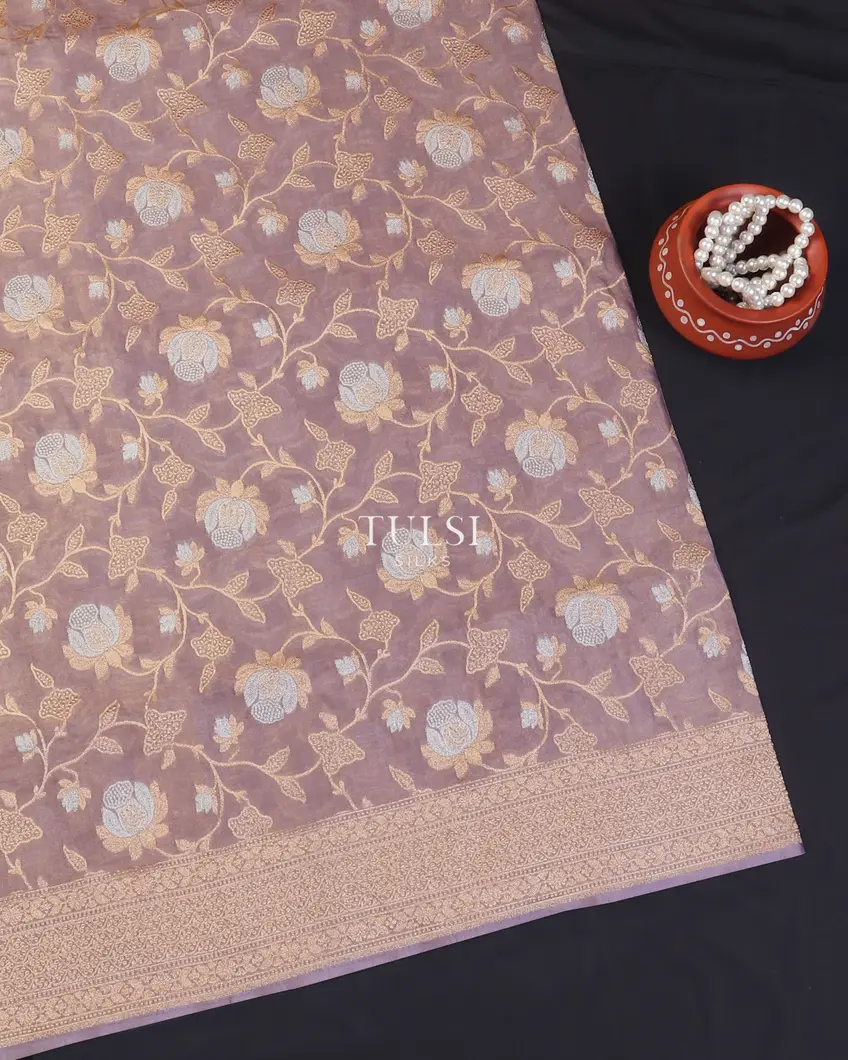 Lavender Banaras Tissue Silk Saree T596556-image