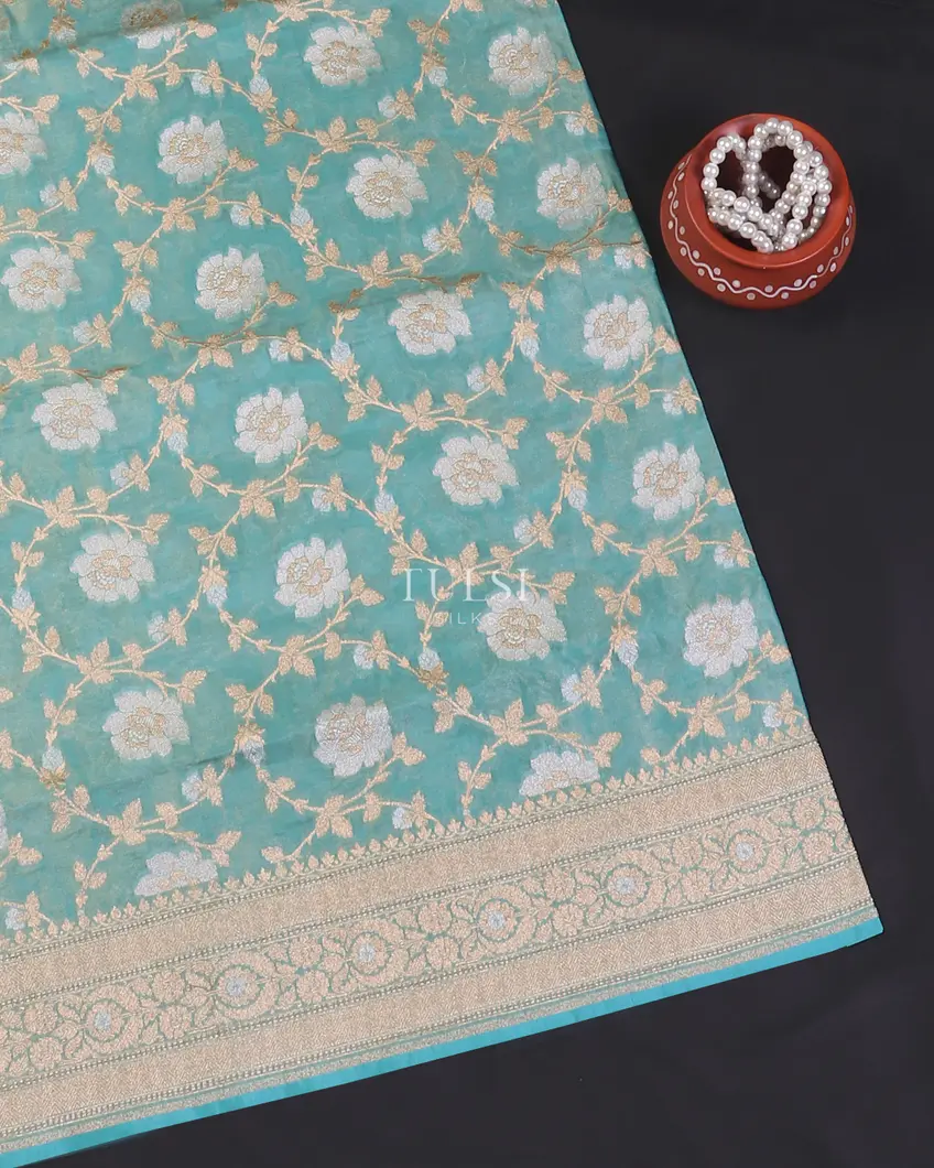 Blue Banaras Tissue Silk Saree T596553-image