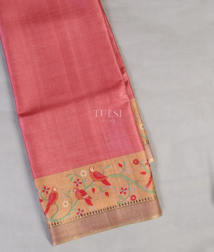 Pink Tussar Printed Saree T585113-image