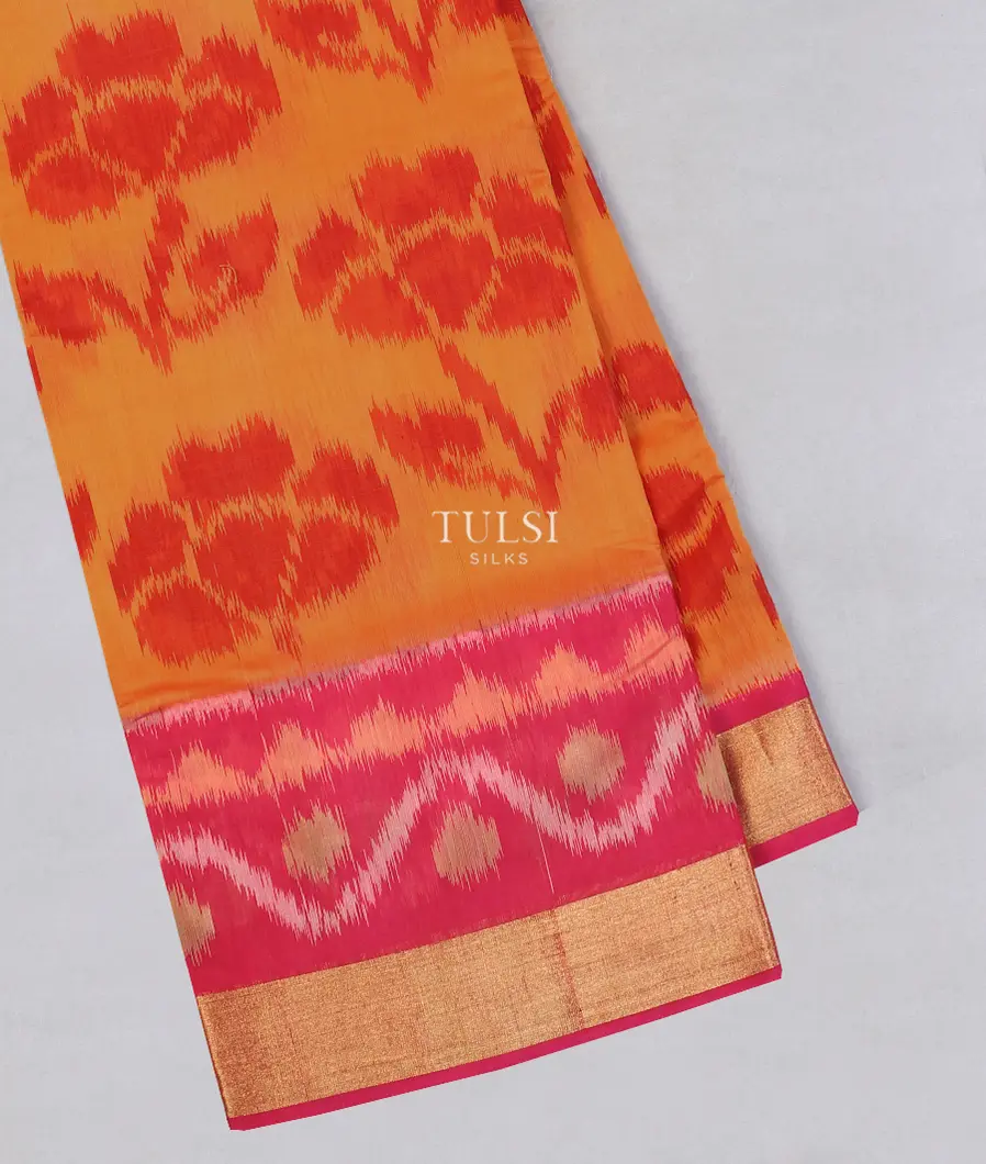 Light Orange Pochampalli Silk Cotton Saree T595278-image