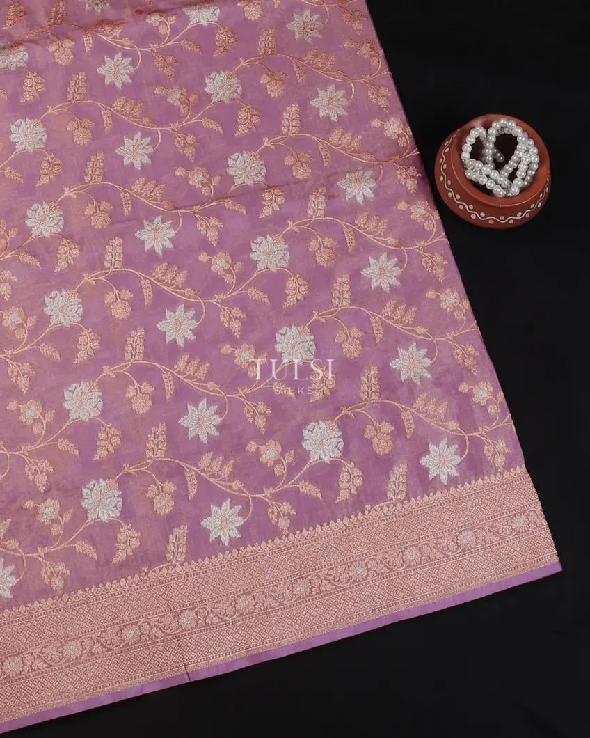 Lavender Banaras Tissue Silk Saree T596559-image