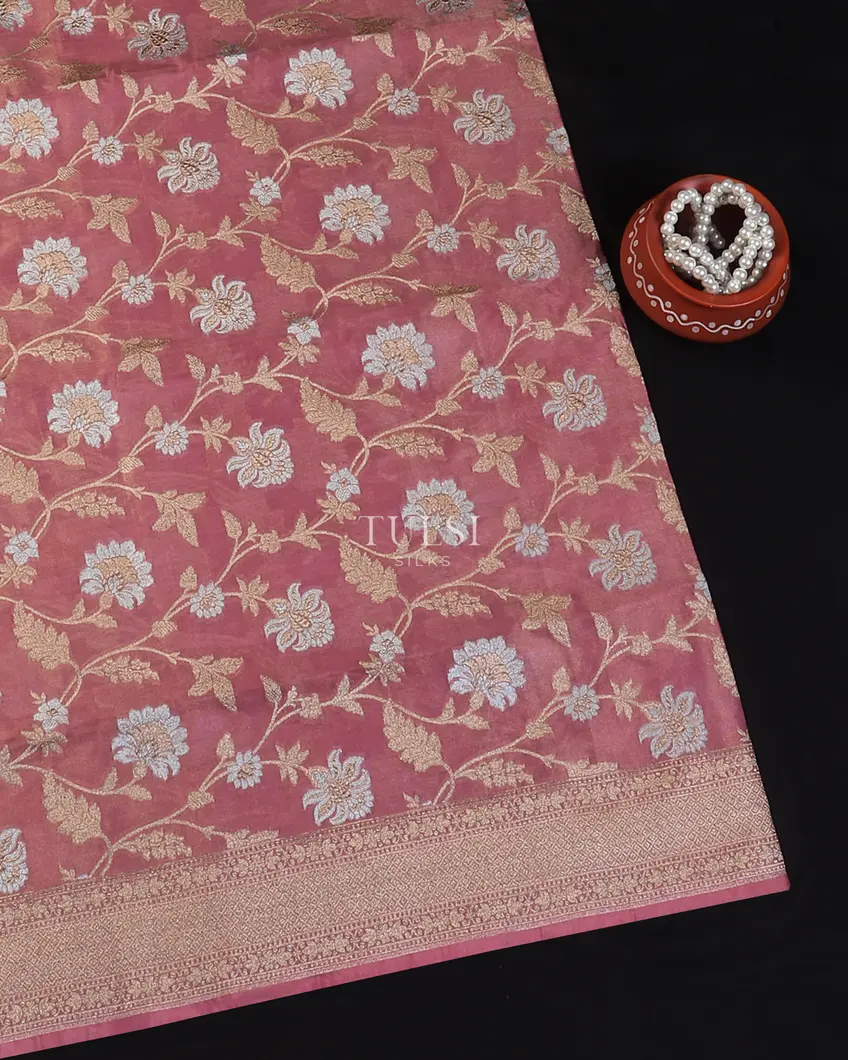 Pink Banaras Tissue Silk Saree T596557-image