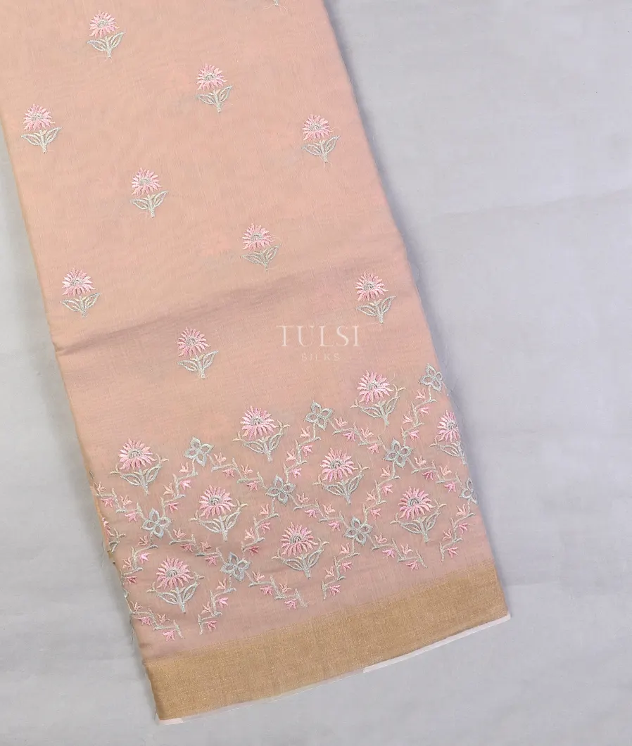 Light Pink Chanderi Cotton Embroidery Saree T592297-image