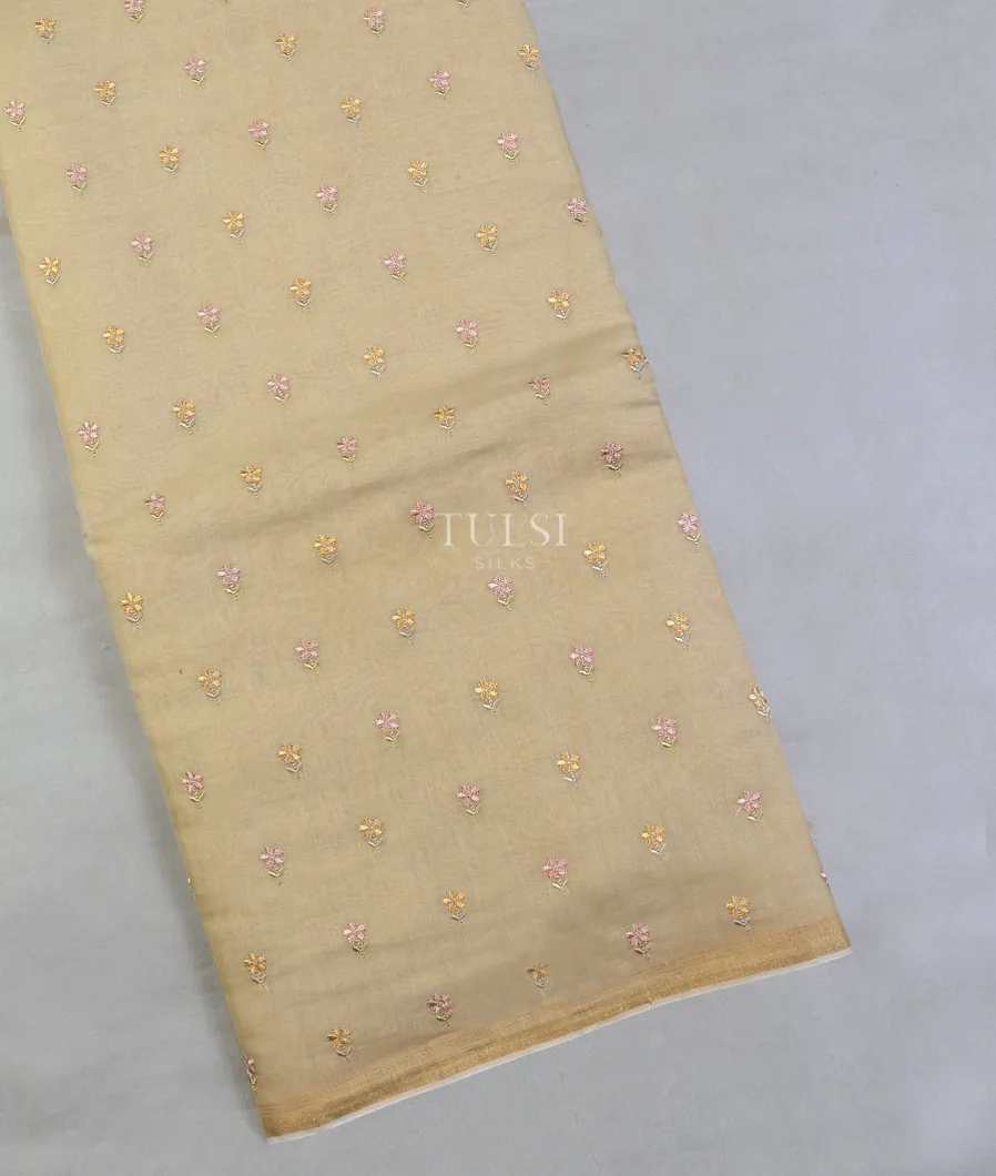 Beige Chanderi Cotton Embroidery Saree T592311-image