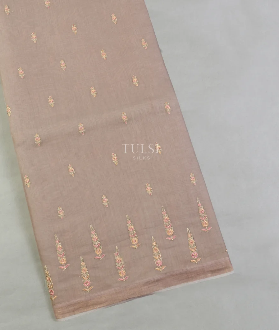 Grey Chanderi Cotton Embroidery Saree T592321-image