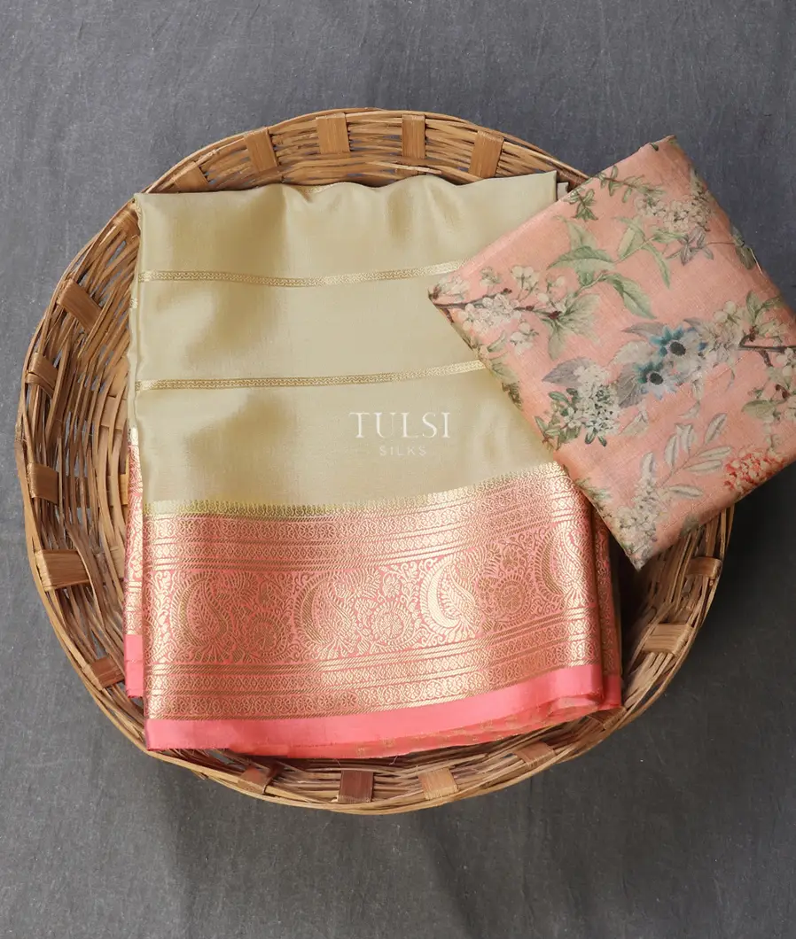 Beige Mysore Crepe Silk Saree T595761-image