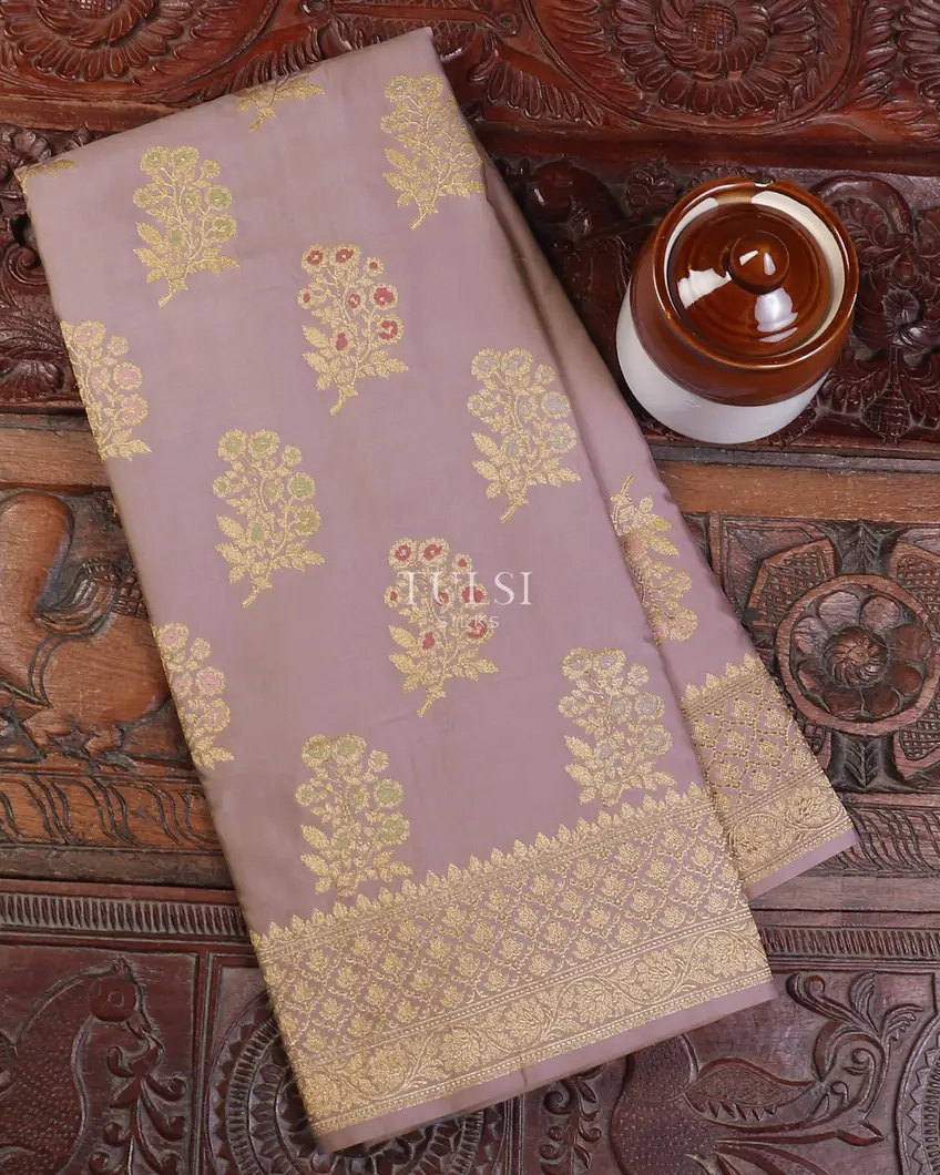 Lavender Banaras Silk Saree T596567-image