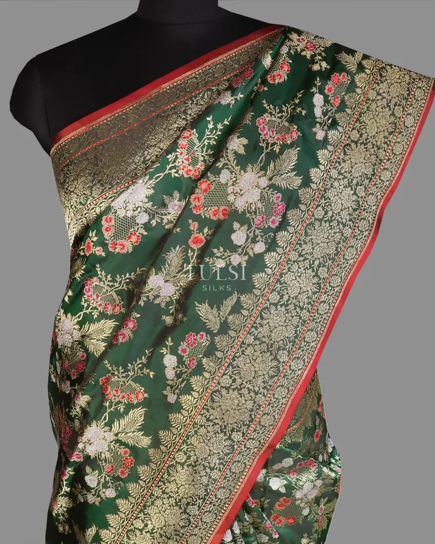 Green Banaras Silk Saree T458025-image
