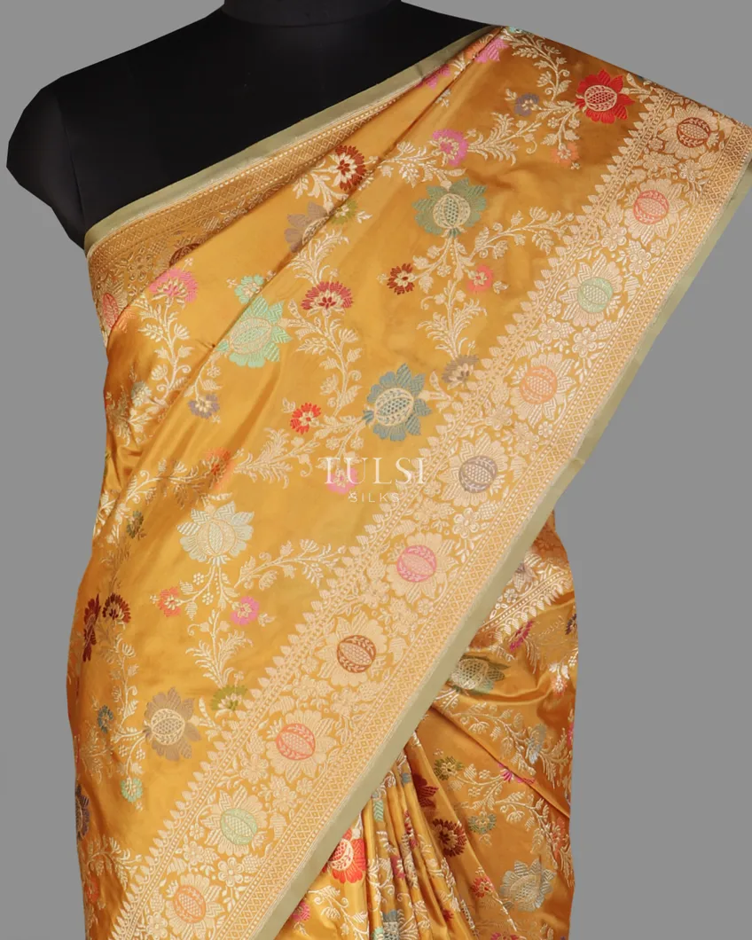 Yellow Banaras Silk Saree T563191-image
