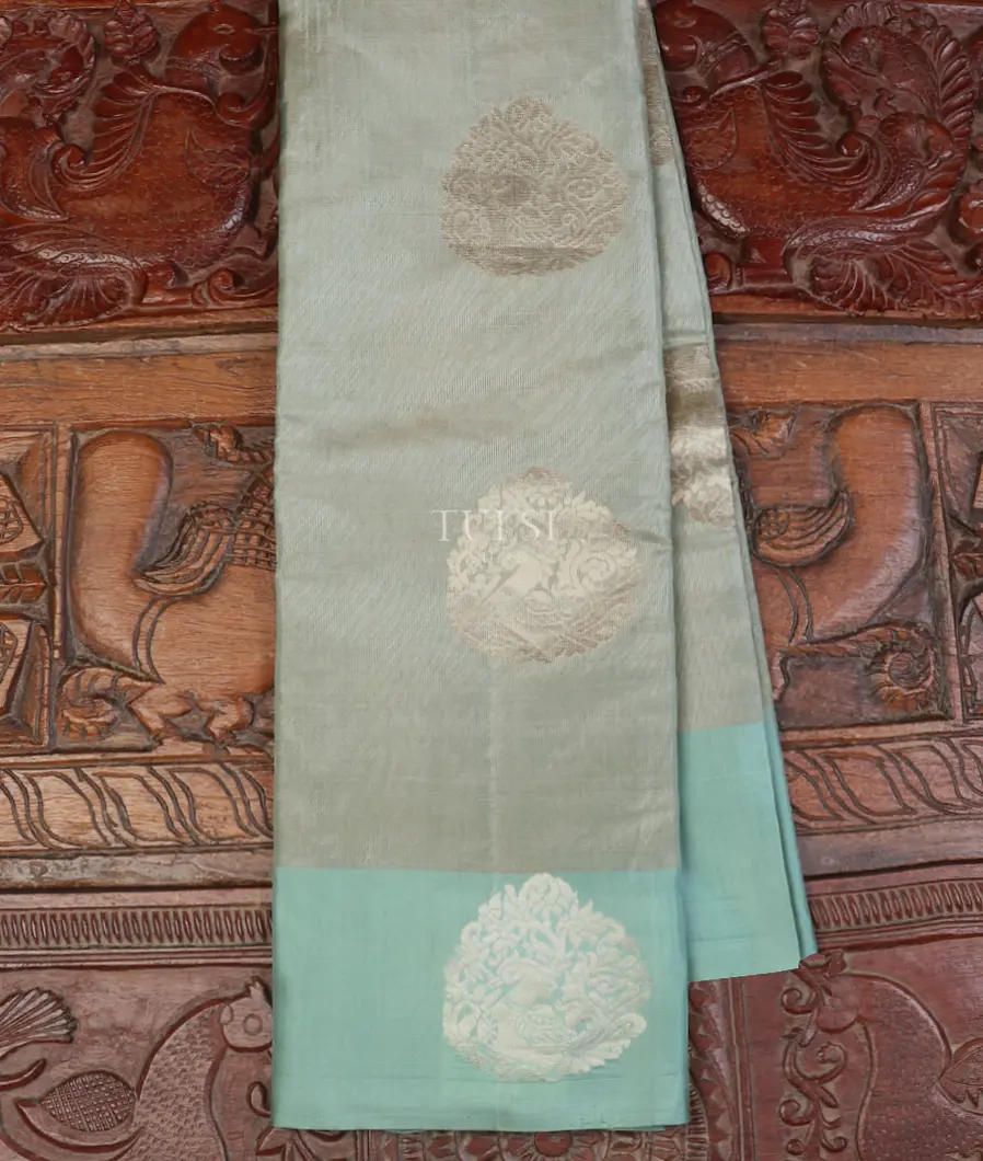 Bluish Grey Tissue Soft Silk Saree T596208-image