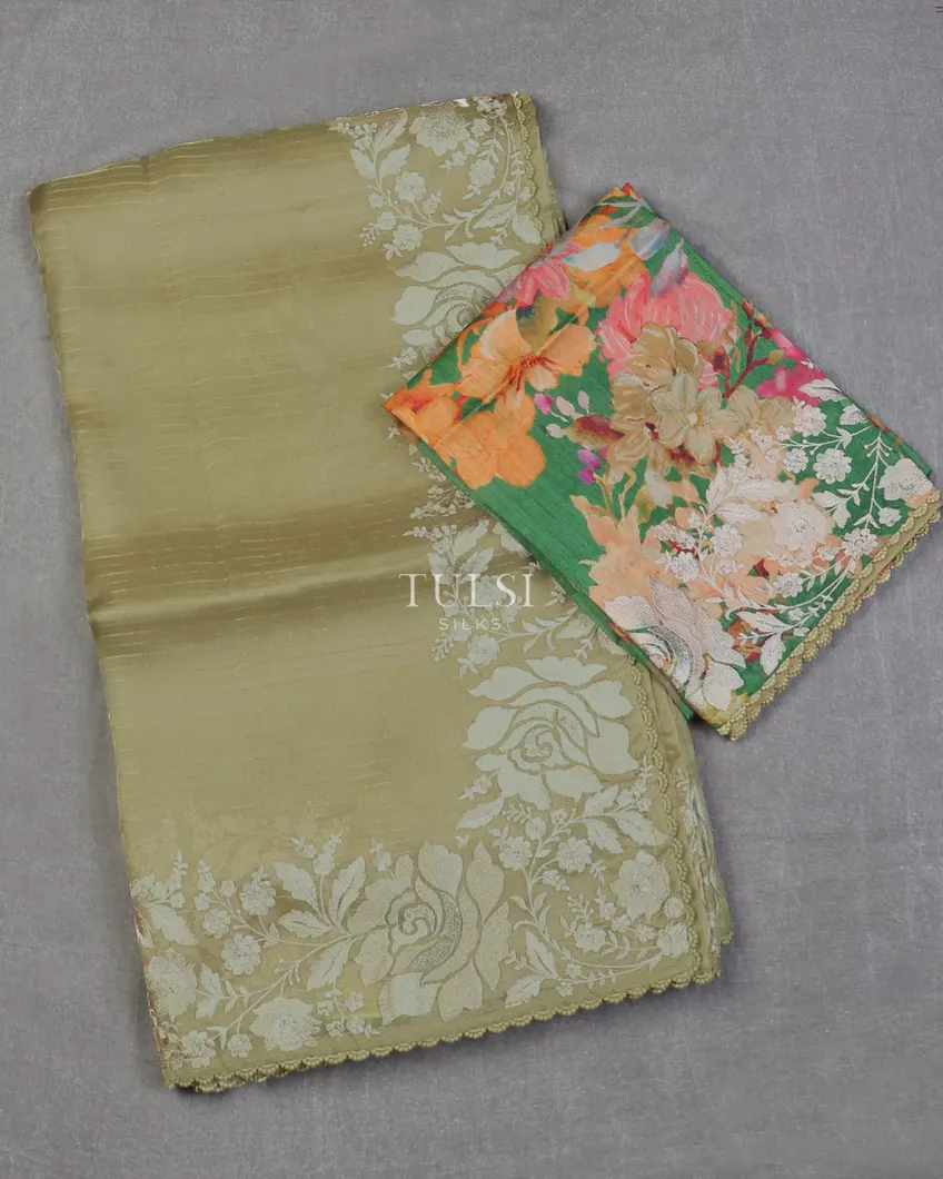 Green Kora Organza Embroidery Saree T596614-image