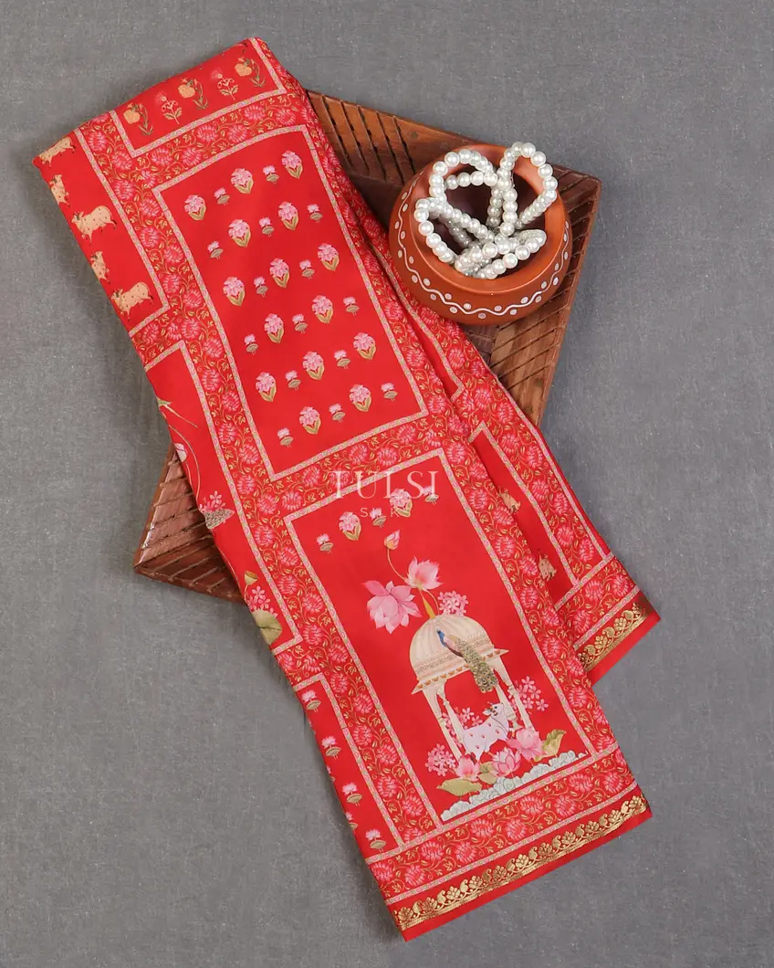 Red Mysore Crepe Silk Saree T596447-image