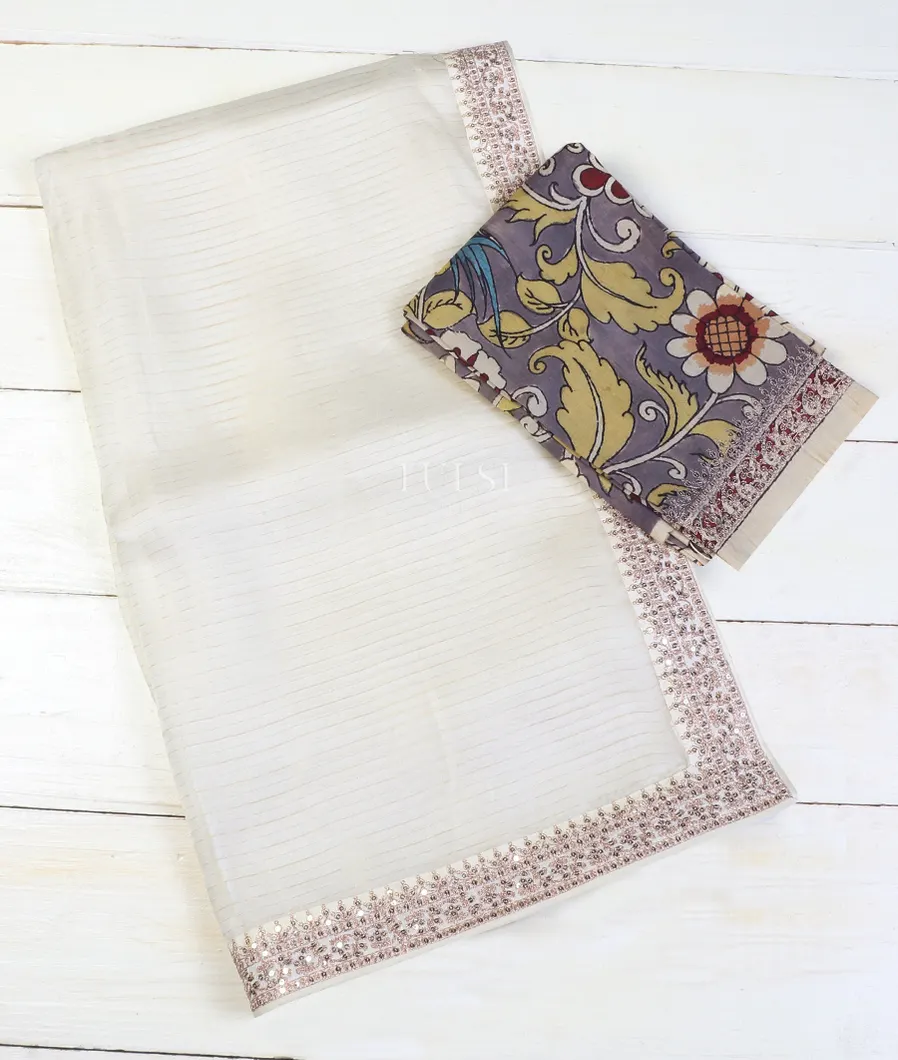 Off-White Kora Organza Embroidery Saree T597394-image