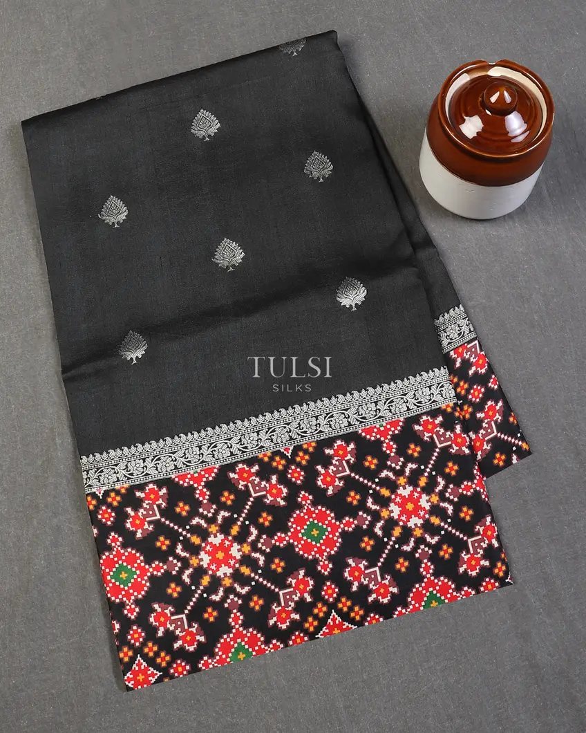 Blackish Grey Banaras Kathan Silk With Satin Border T597424-image