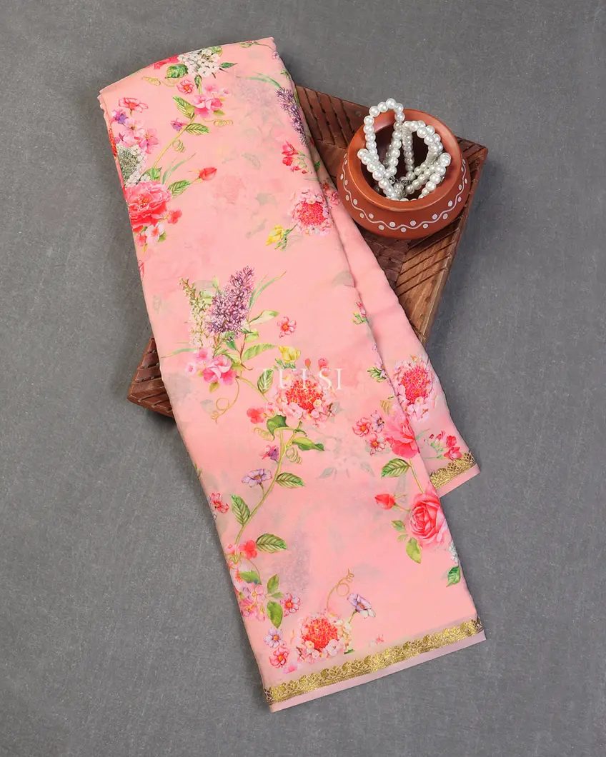 Pink Mysore Crepe Silk Saree T596457-image