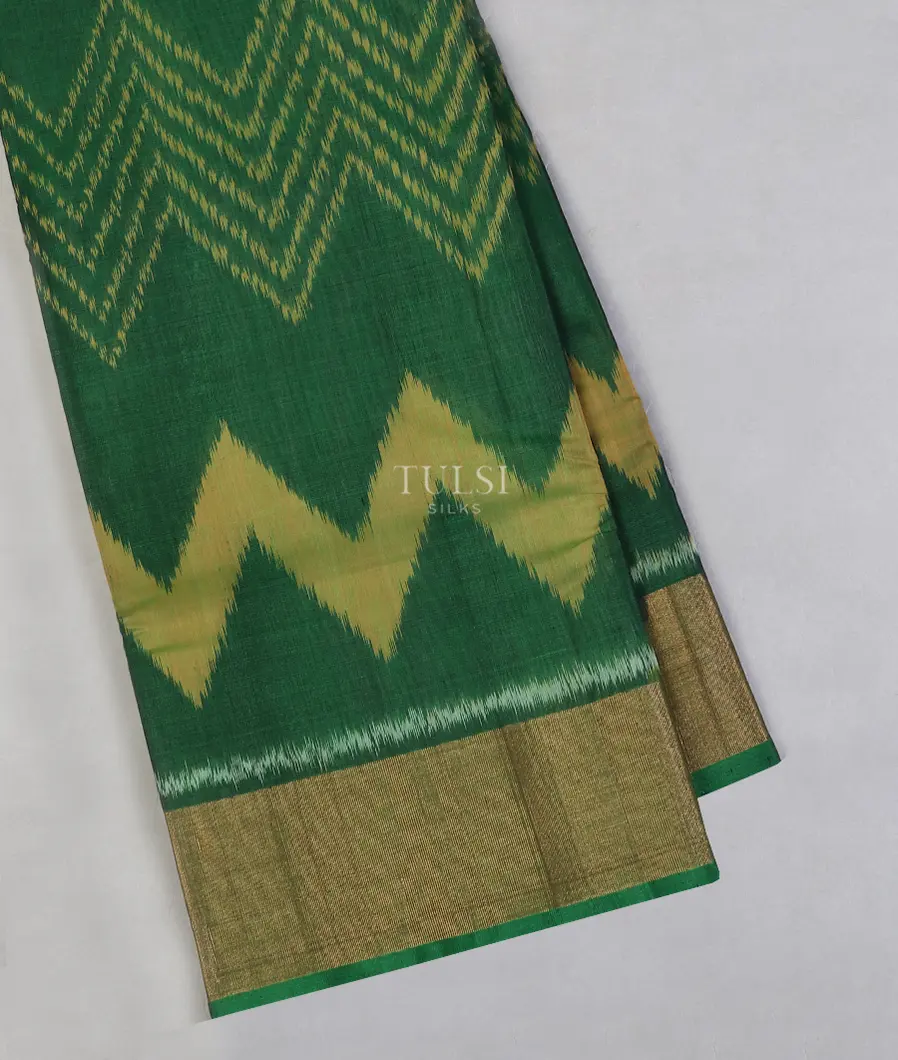 Green Pochampalli Silk Cotton Saree T595265-image