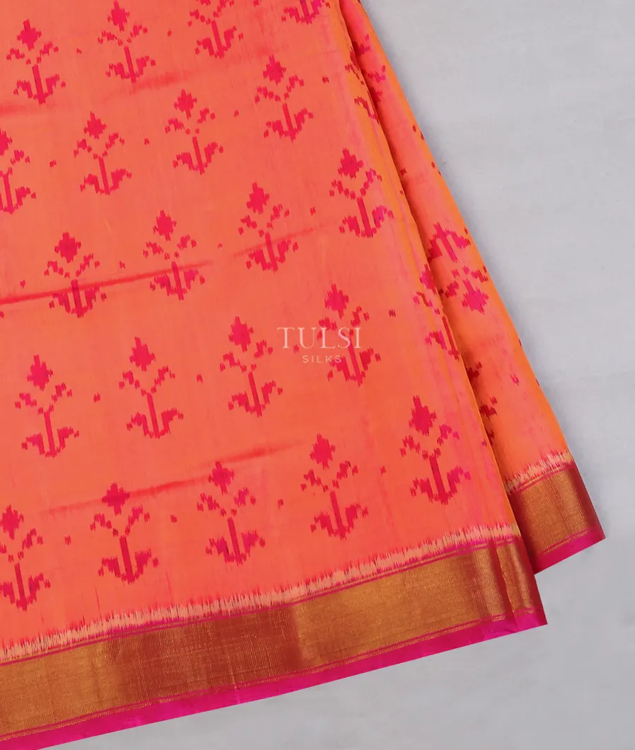 Orangish Pink Patola Silk Saree T561111-image