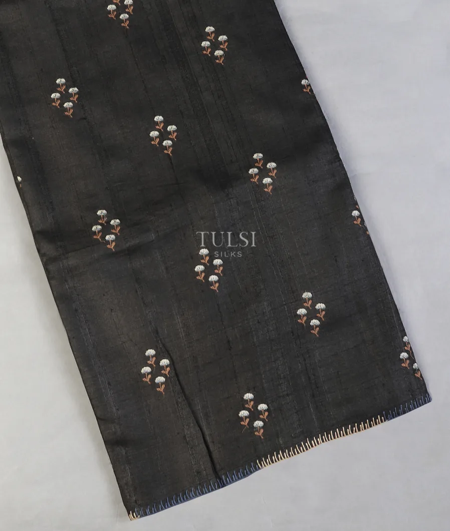Black Tussar Embroidery Saree T584514-image