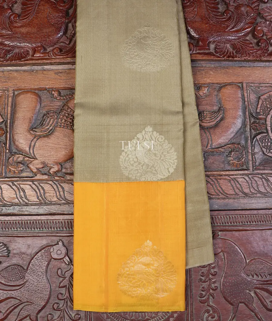Light Khaki Grey Tissue Soft Silk Saree T596211-image