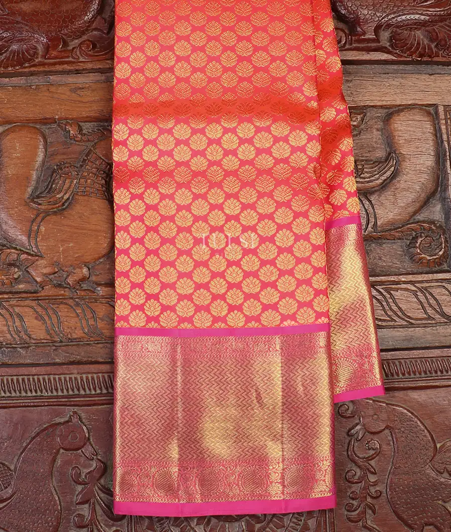Pinkish Orange Kanjivaram Silk Saree T452504-1-image