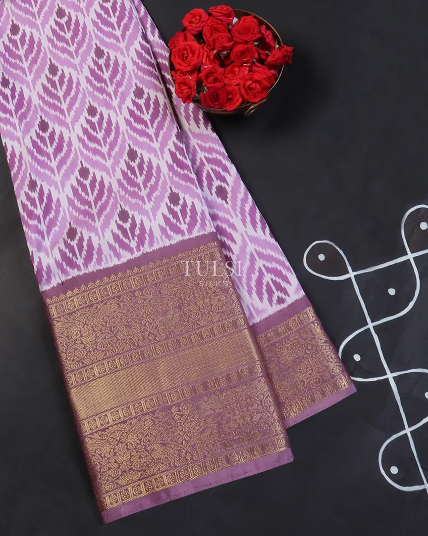 Lavender Ikat Silk Saree T596542-image