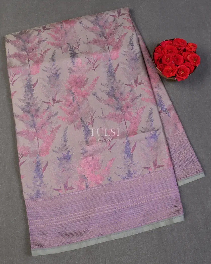 Grey Banaras Silk Saree T594182-image