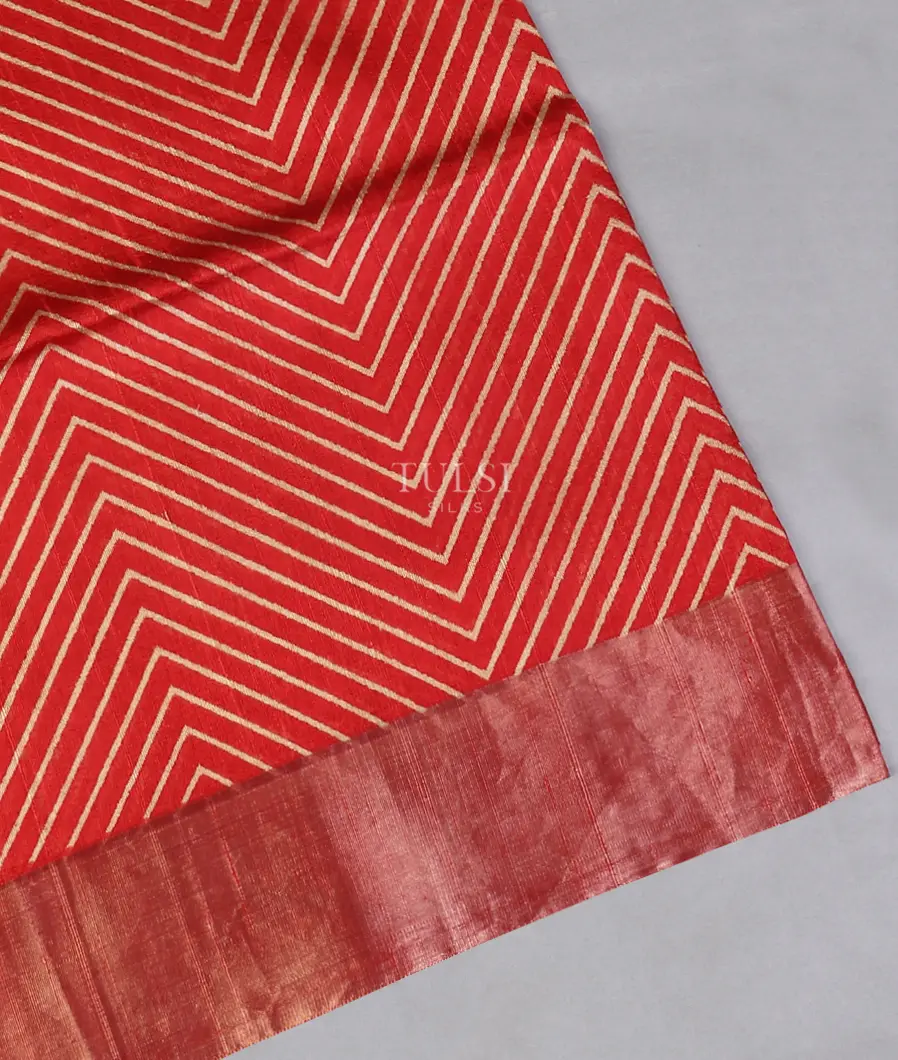 Red Printed Raw Silk Saree T597474-image
