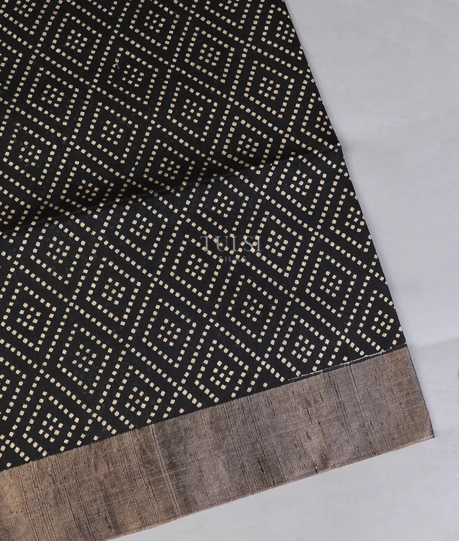 Black Printed Raw Silk Saree T554739-image