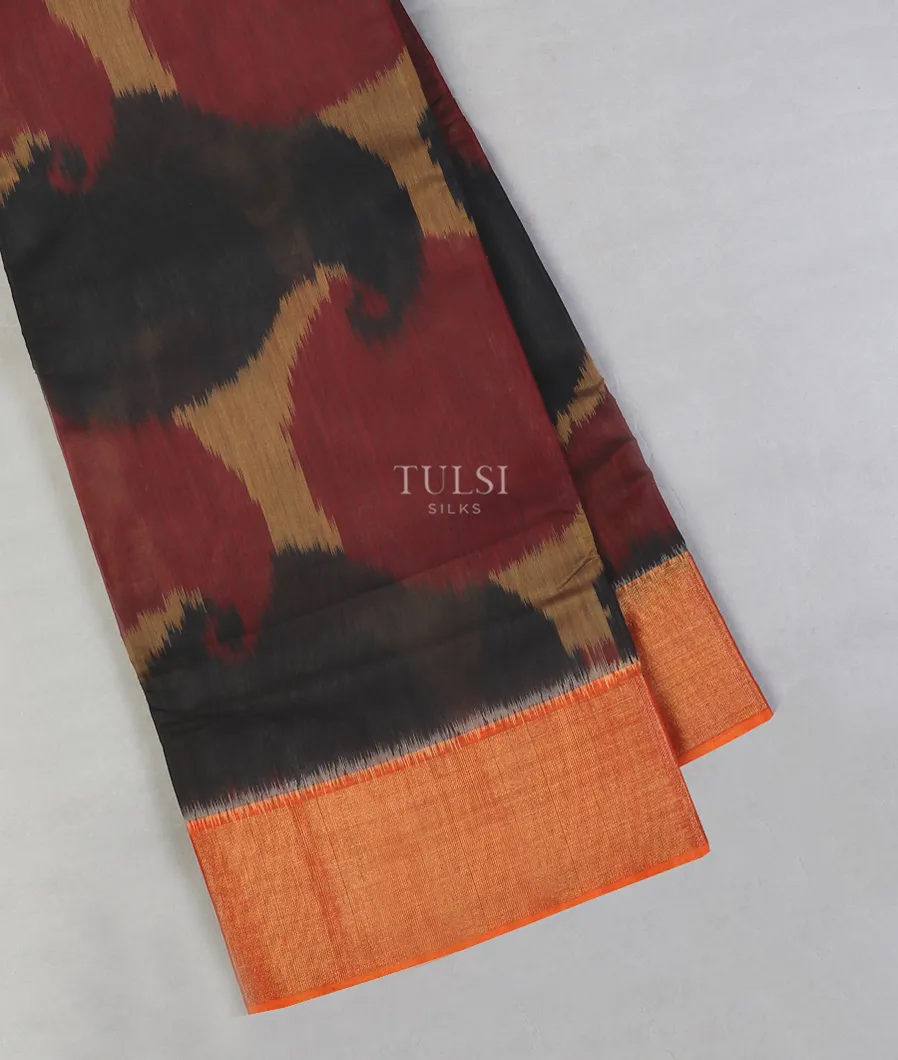 Black Pochampalli Silk Cotton Saree T595333-image