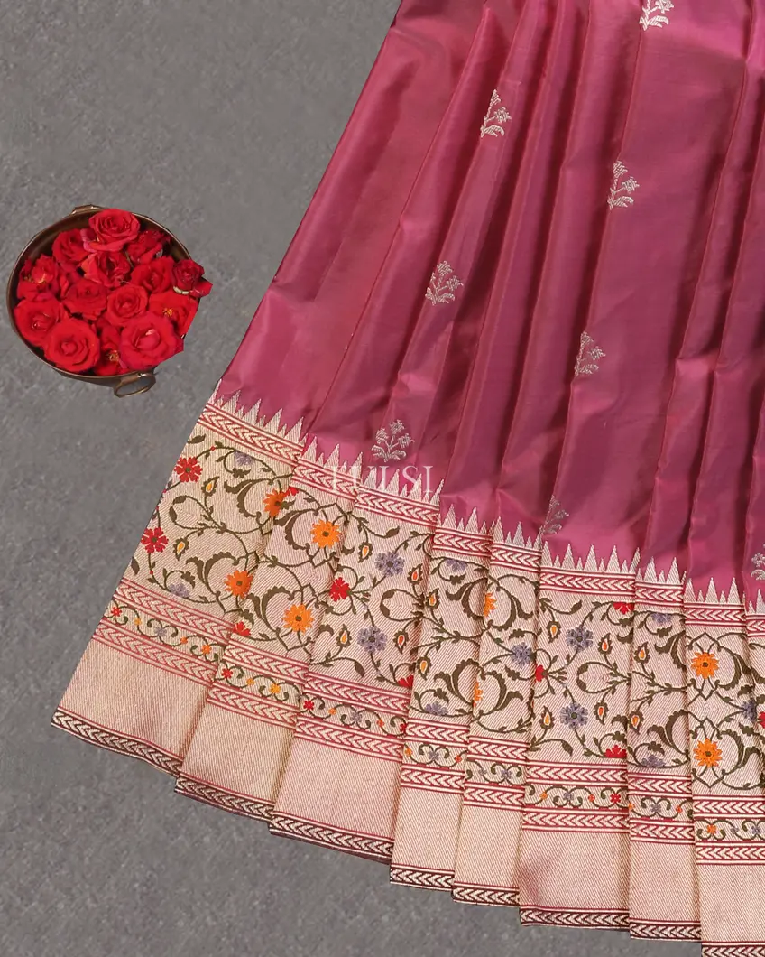 Pink Banaras Silk Saree T597393-image