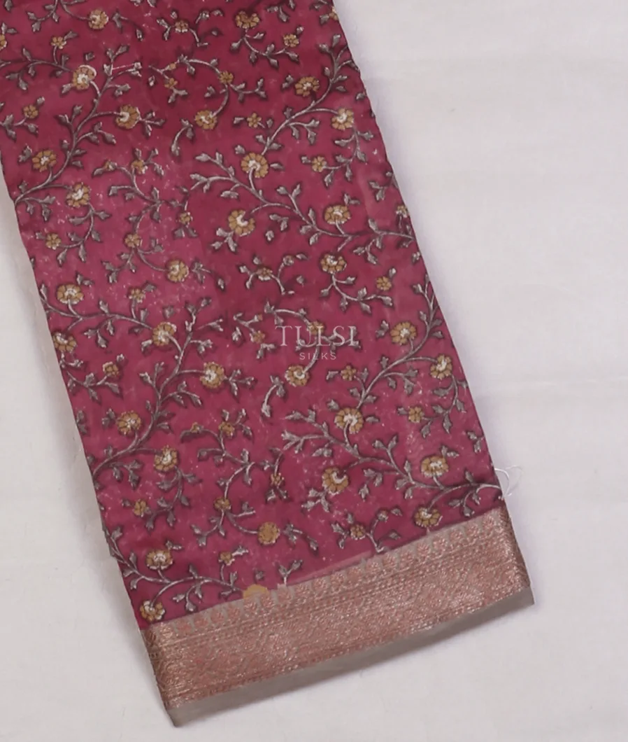 Pinkish Purple Soft Printed Cotton Saree T592564-image