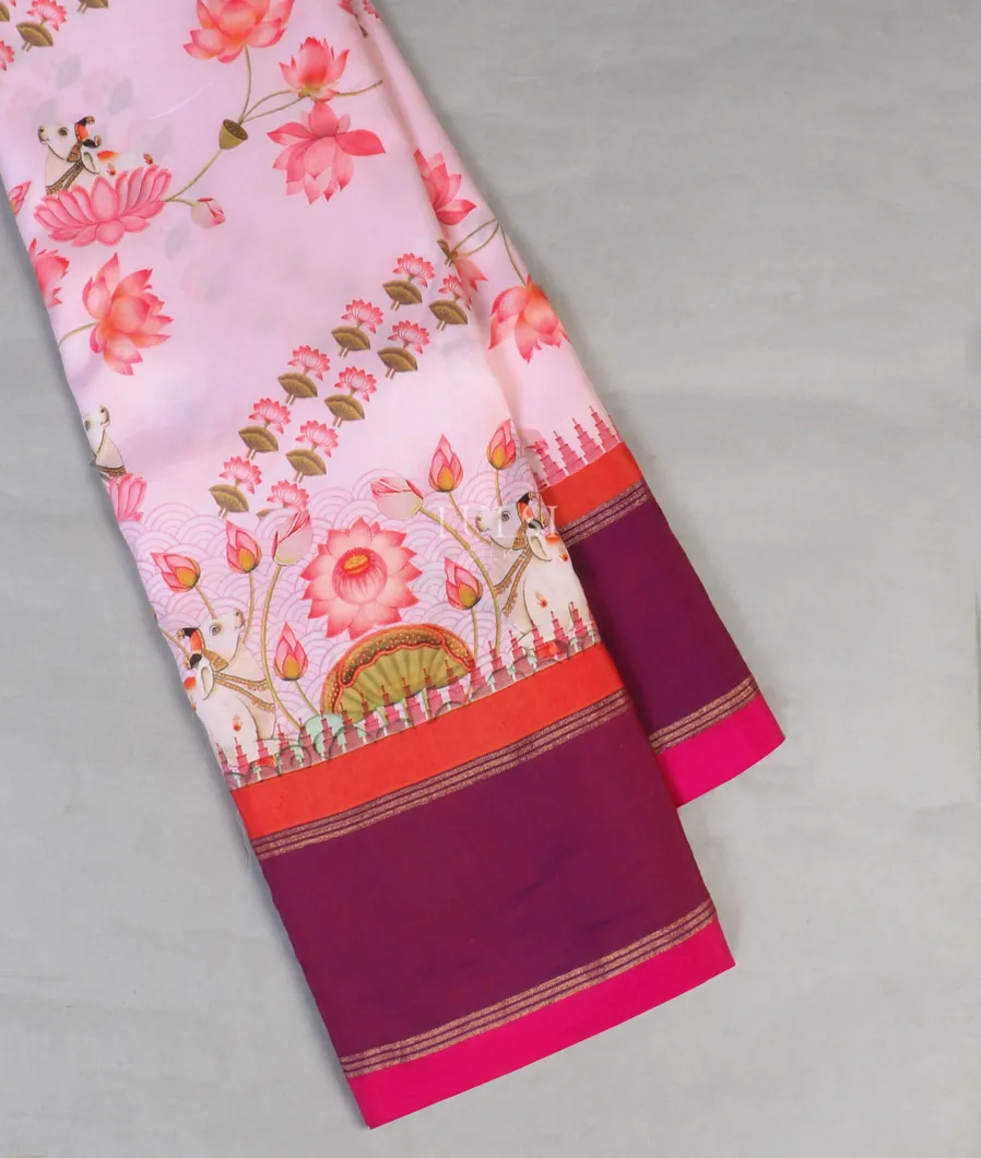 Pink Printed Soft Silk Saree T588682-image